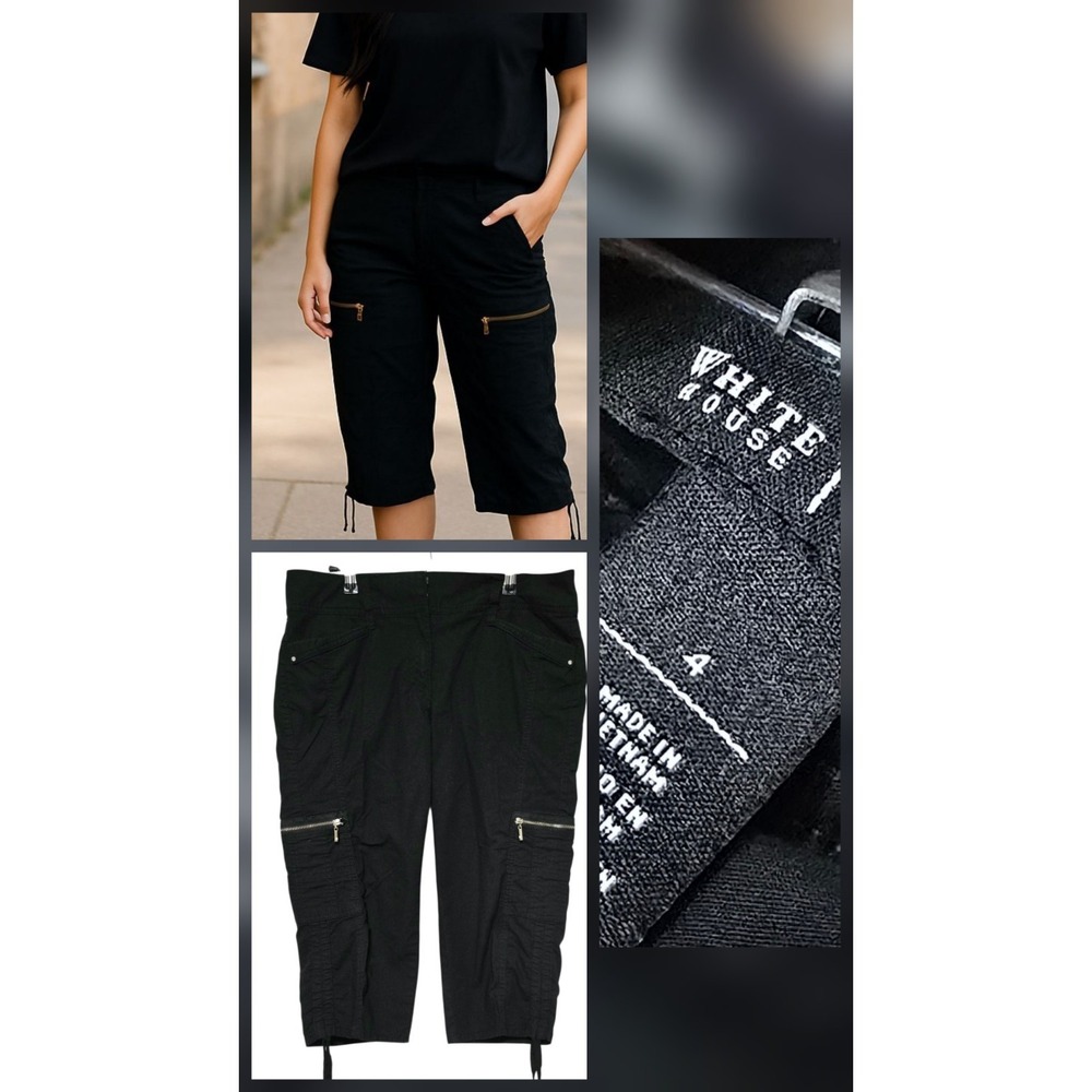 White House‎ Black Market Black Cargo Capri Pants Size 4 31x17 Streampunk Y2k